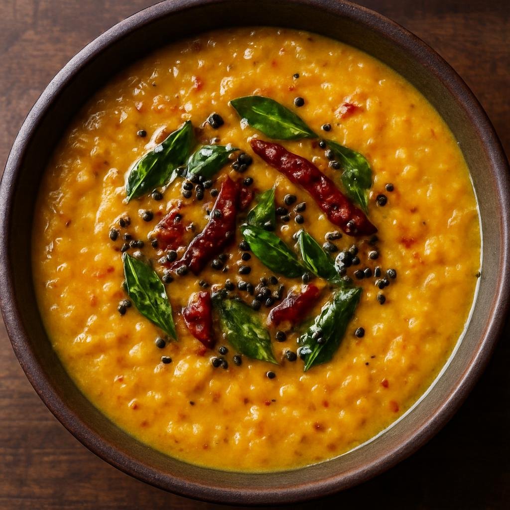 Entree: India – Kerala Travancore – പരിപ്പു കറി ➤ parippu kari (Kerala-style spiced lentil curry made with coconut and tempering) recipe