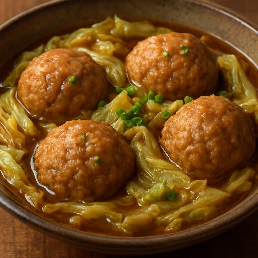 Entree: China – Shanghai / Hu Cuisine – 狮子头 ➤ Shīzǐtóu (Large soft pork meatballs braised with cabbage in a savory soy-scented broth) recipe