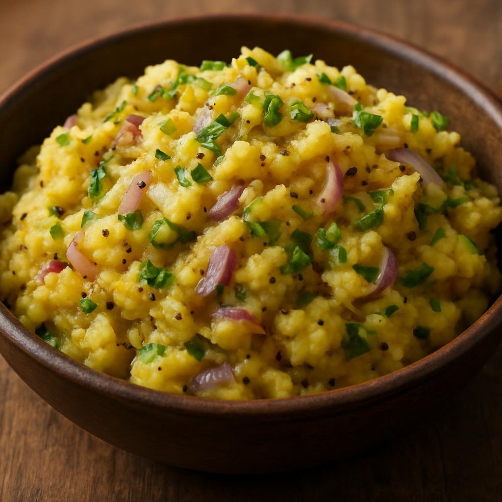 Entree: India – Northeast Hills – আলু পিঠিকা ➤ Alu Pitika (Smoky mashed potato seasoned with mustard oil, onions, and green chilies) recipe