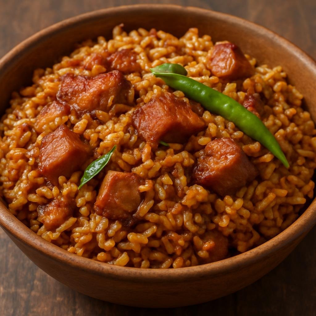 Entree: India – Northeast Hills – Jadoh (One-pot spiced rice cooked with pork, a traditional Khasi pork-and-rice dish) recipe