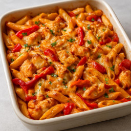 Entree: United States – Penne al Forno con Pollo e Peperoni (Baked Penne with Chicken and Peppers) recipe