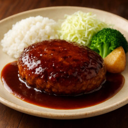 Entree: Japan – ハンバーグ ➤ Hambāgu (Japanese hamburger steak) recipe