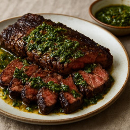 Entree: Argentina – Hanger Steak with Chimichurri (Asado-style) (Hanger steak with Argentine chimichurri sauce) recipe