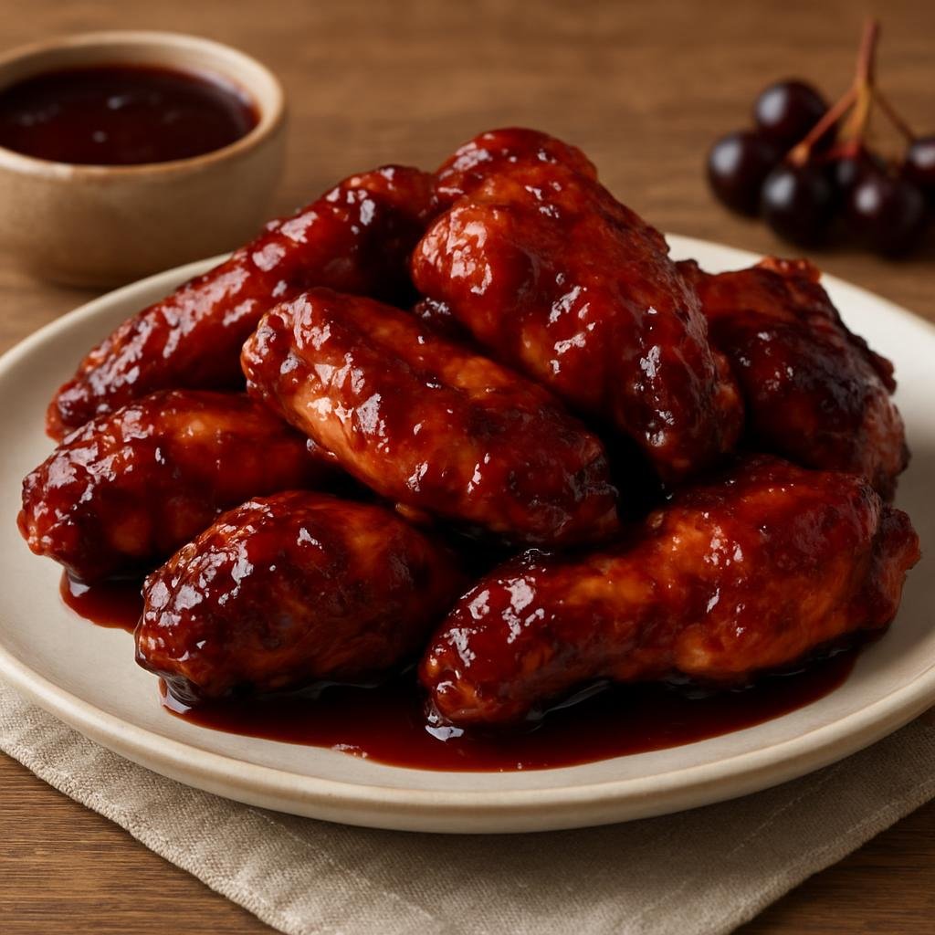 Appetizer: United States – South Dakota — Great Plains United States – Chokecherry Glazed Chicken Wings recipe