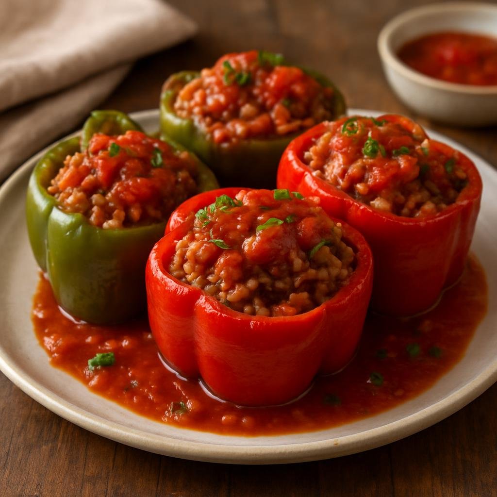 Entree: United States – New Jersey – New Jersey Stuffed Peppers recipe