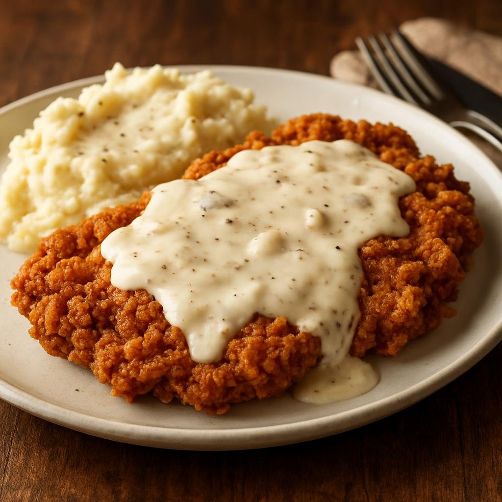 Entree: United States – Rocky Mountain United States — Wyoming – Chicken Fried Steak with Gravy recipe
