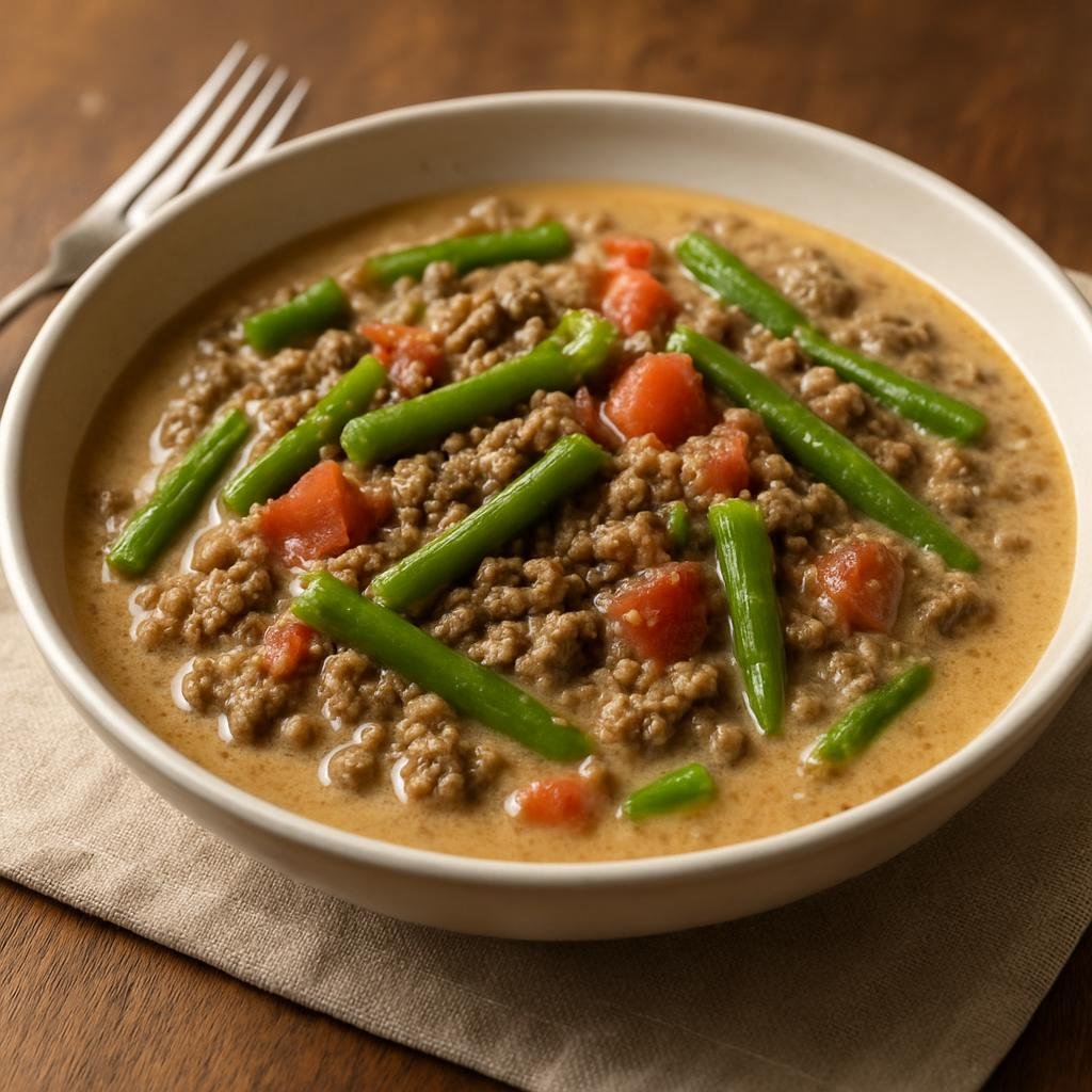 Entree: United States – Guam – Tinaktak (Ground Beef in Coconut Milk) recipe