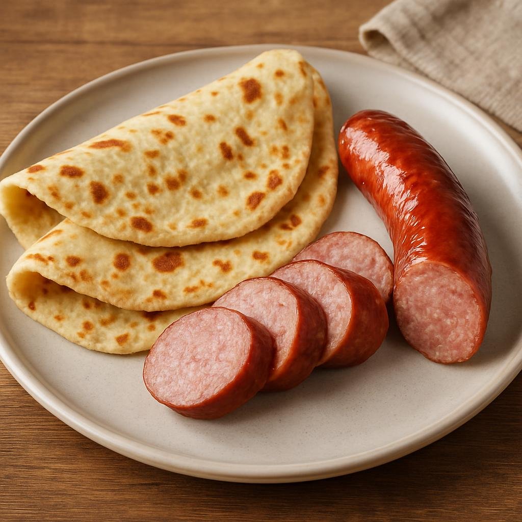 Entree: United States – Great Plains United States (North Dakota) – Lefse with Sausage recipe