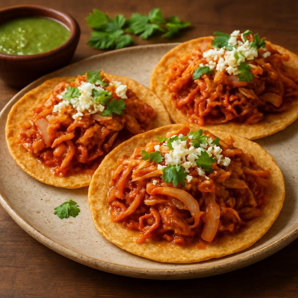 Appetizer: Mexico – Michoacan – Tostadas de Tinga (Tinga Tostadas) recipe