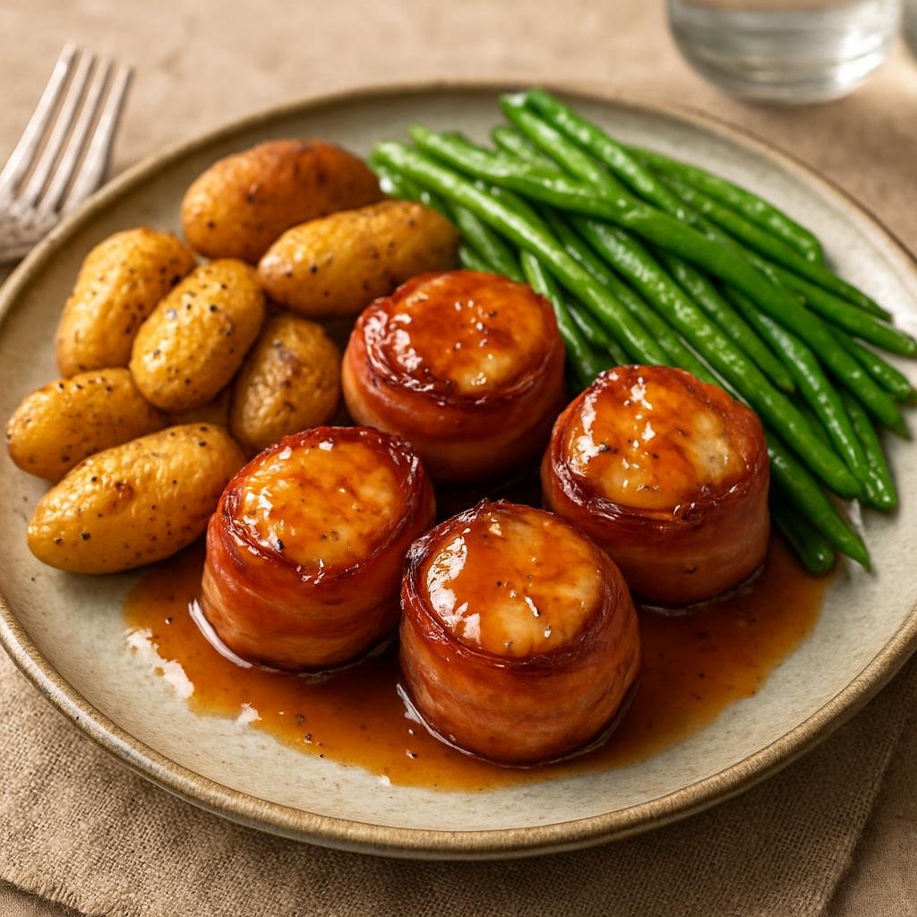 Entree: United States – Vermont (New England) – Vermont Maple-Bacon Wrapped Scallops recipe
