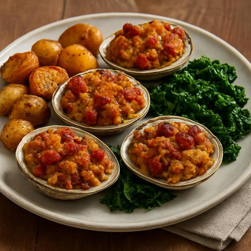 Entree: United States – Massachusetts (New England) – Stuffed Quahogs recipe