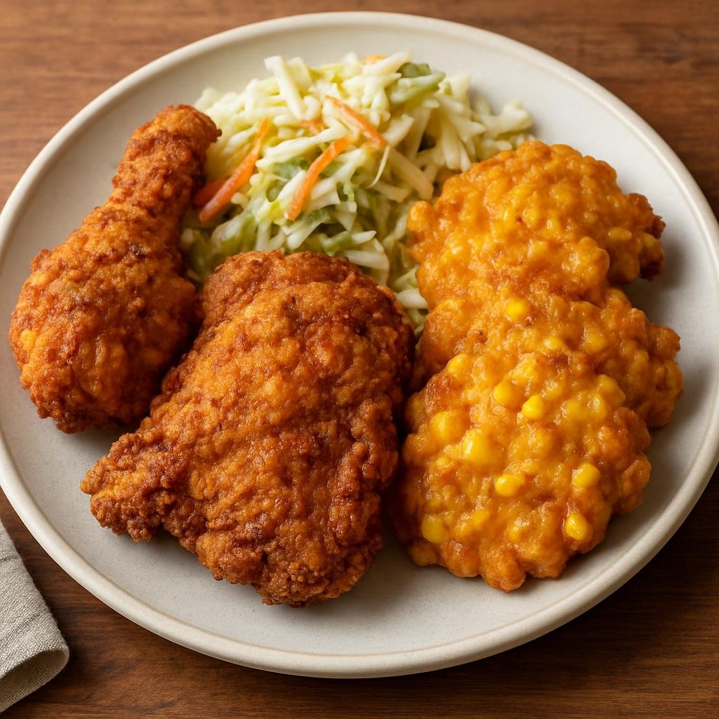 Entree: United States – Delaware / Mid-Atlantic United States – Fried Chicken with Delaware Corn Fritters recipe