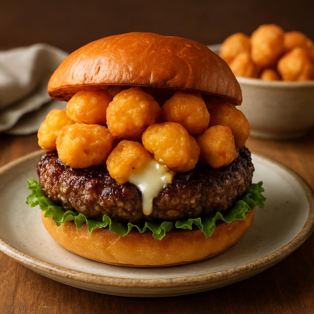 Entree: United States – Wisconsin, Upper Midwest – Wisconsin Cheese Curd Burger recipe
