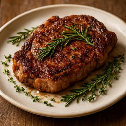 Entree: United States – Pan-Seared Ribeye with Rosemary and Thyme recipe