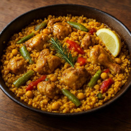 Entree: Spain – Valencia – Paella Valenciana (Valencian paella (rice with chicken and rabbit)) recipe