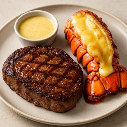 Entree: United States – New England – Classic Grilled Ribeye and Lobster Tail with Hollandaise recipe