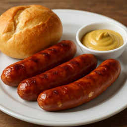 Entree: Austria – Käsekrainer (Austrian Cheese Sausage) with Roll and Mustard recipe