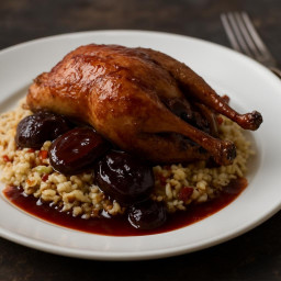 Entree: United Kingdom – Roast Pheasant with Plum and Port Sauce, Bomba Rice Pilaf recipe