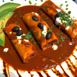 Entrée: Mexico – Enchiladas de Pollo en Salsa de Chile Guajillo (Chicken Enchiladas in Guajillo Chili Sauce) recipe