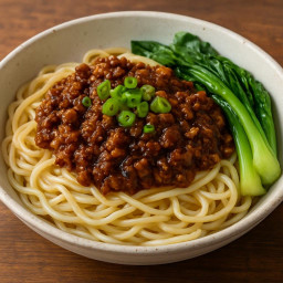 Entree: China – Beijing – 炸酱面 ➤ Zhajiangmian (Fried-bean sauce noodles (noodles with pork and soybean paste)) recipe
