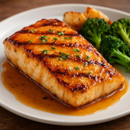 Entree: United States – Pacific Northwest – Grilled Halibut with Maple-Dijon Glaze recipe