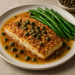Entree: United States – Pacific Northwest – Almond-Crusted Halibut with Brown Butter and Capers recipe
