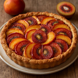 Dessert: Italy – Crostata di pesche e kiwi rossi (Italian rustic tart with nectarines and red kiwi) recipe
