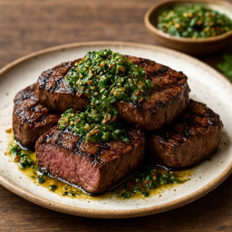 Entree: Argentina – Río de la Plata – Grilled Venison Steaks with Chimichurri recipe