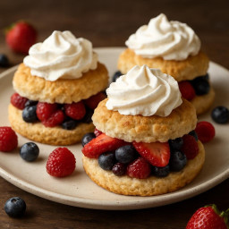 Dessert: United States – Triple Berry Shortcakes with Whipped Cream recipe