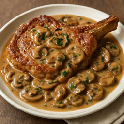 Entree: France – Côte de Veau aux Champignons (Veal chop with mushroom sauce) recipe