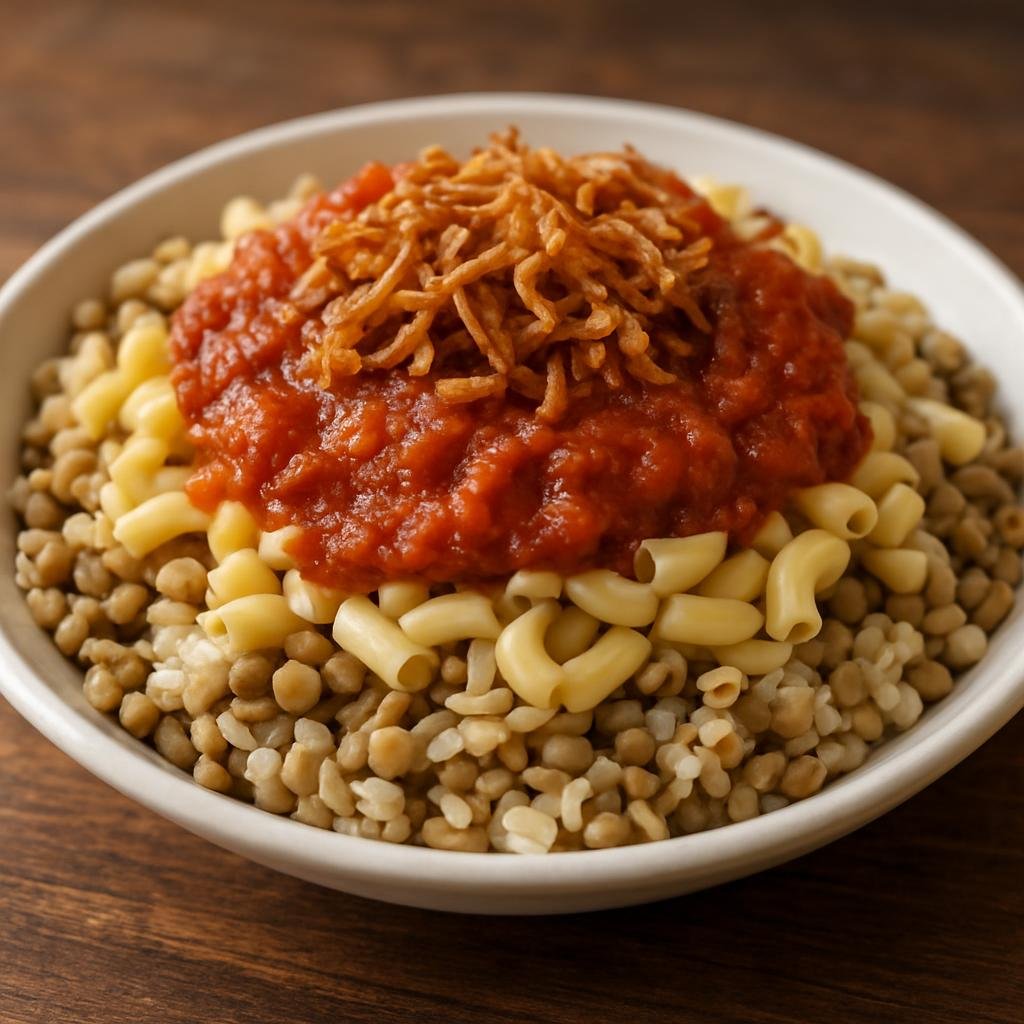 Entree: Egypt – Alexandria & Mediterranean – كشري ➤ Koshari (Egyptian Rice-Lentil Pasta) recipe