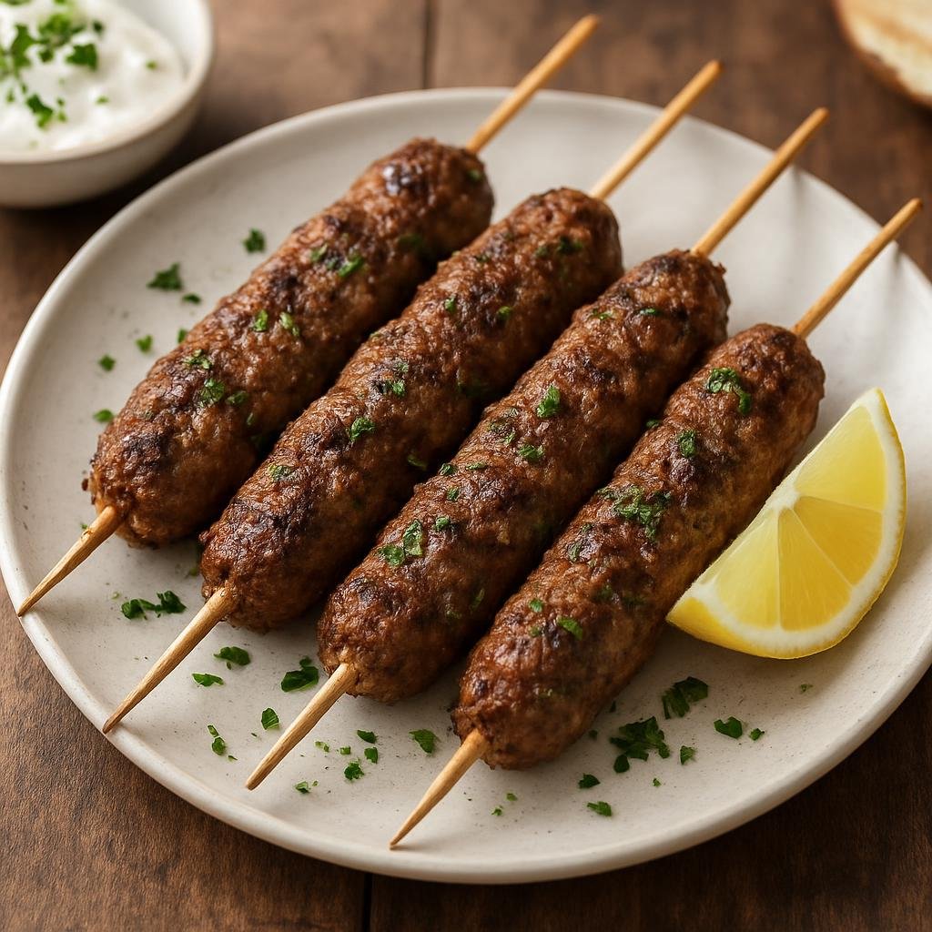 Entree: Lebanon – Mount Lebanon – كفتة ➤ Kafta (Grilled skewers of spiced ground lamb or beef mixed with onion and parsley) recipe