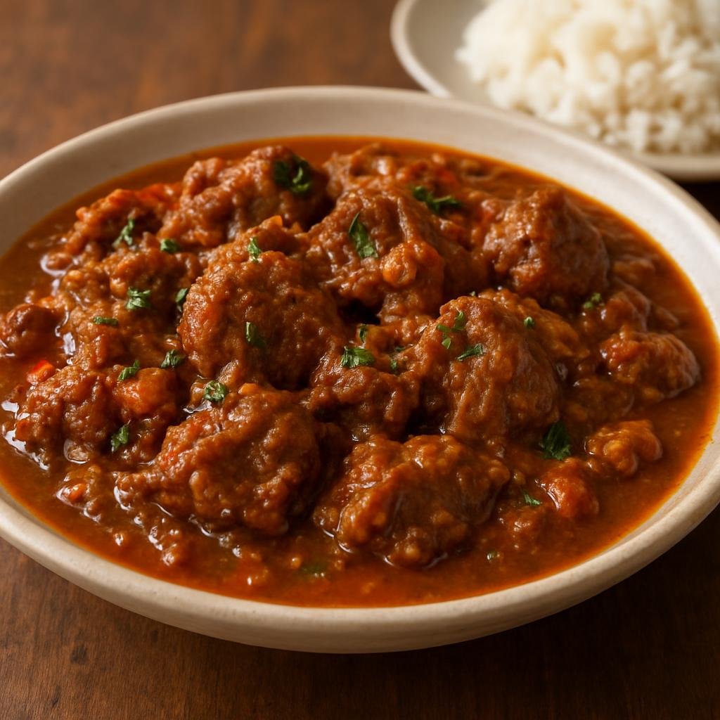 Entree: Dominican Republic – Northern Culinary Region – Chivo Guisado (Slow-braised goat stew simmered in a savory tomato, garlic, and herb sauce) recipe