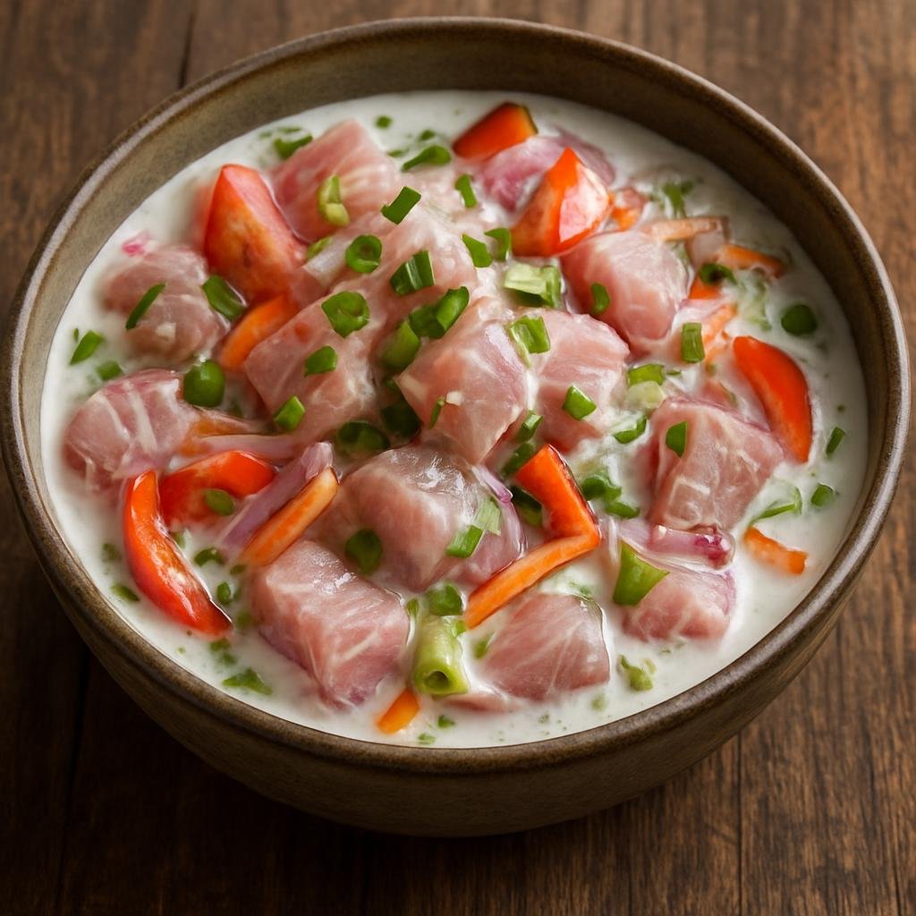 Entree: American Samoa – Northern Culinary Region – Oka I'a (Samoan marinated raw fish salad in coconut milk with vegetables) recipe