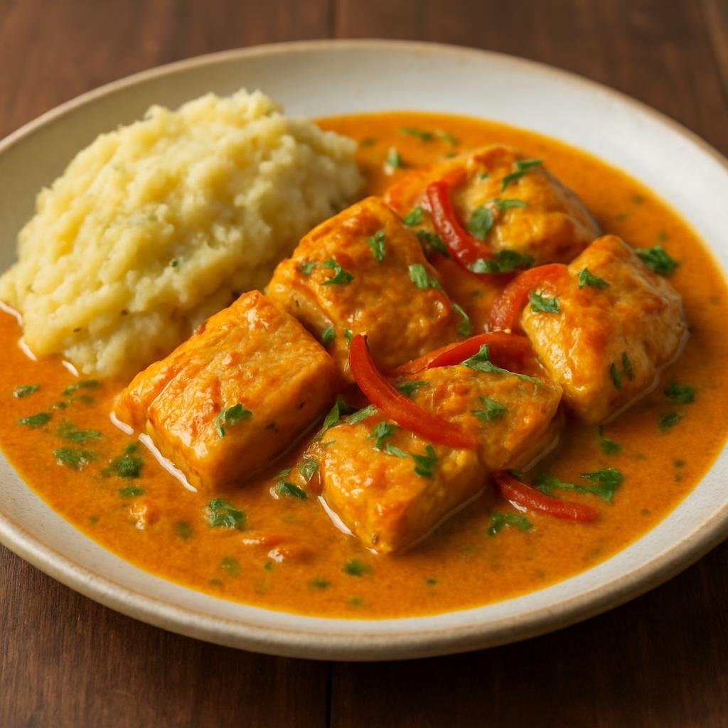 Entree: Belize – Hudut (coconut fish stew with mashed plantain) recipe