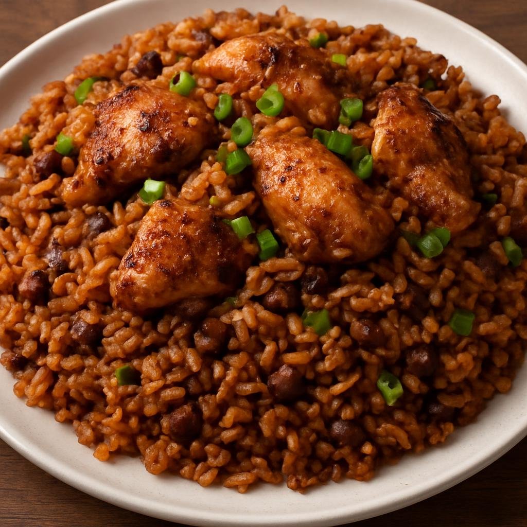 Entree: Grenada – Pelau (Rice with pigeon peas and caramelized chicken) recipe