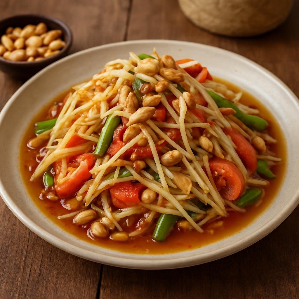 Entree: Laos – Lao Isan Border Cuisine – ຕຳລາວ ➤ Tam Lao (Lao papaya salad) recipe