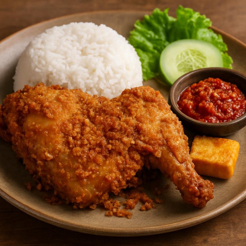 Entree: Brunei – ايام ڤنيت ➤ Ayam Penyet (Smashed Fried Chicken) recipe