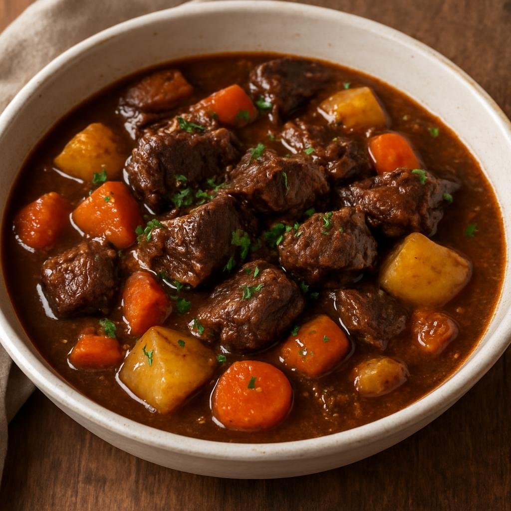 Entree: Bouvet Island – Central Culinary Region – Brasert moskusoksegryte (Braised musk ox stew) recipe