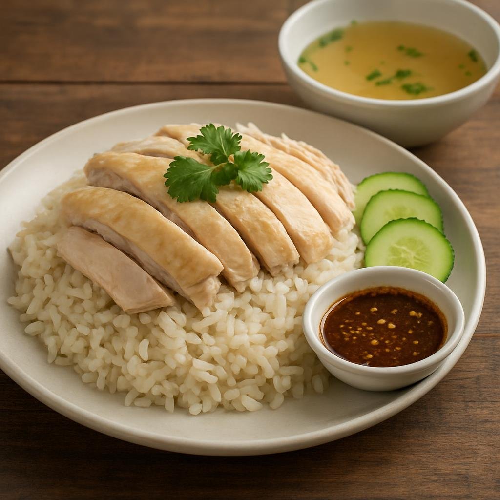 Entree: Thailand – Bangkok Street Food – ข้าวมันไก่ ➤ Khao man gai (Hainanese chicken rice) recipe