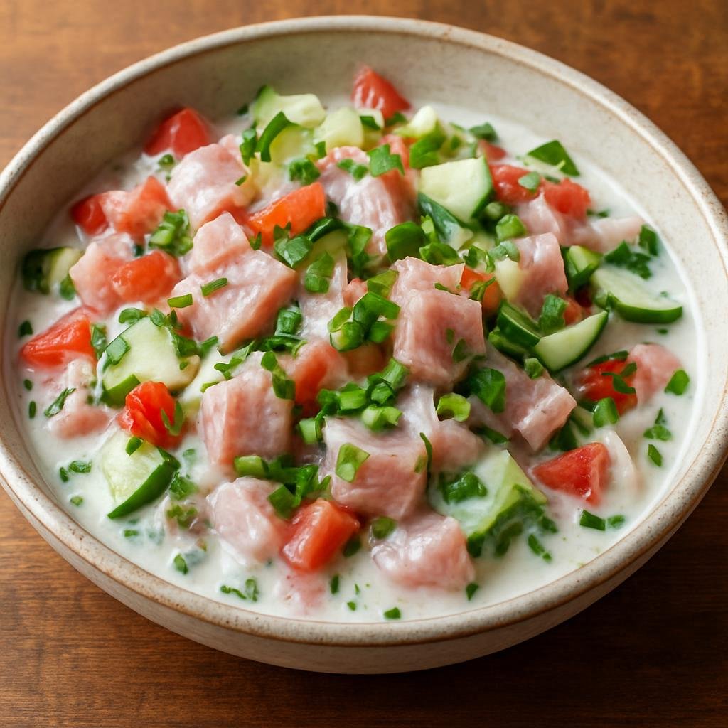 Entree: Wallis and Futuna – National Cuisine – Poisson Cru à la Futunienne (Raw marinated fish in lime and coconut milk with fresh vegetables) recipe