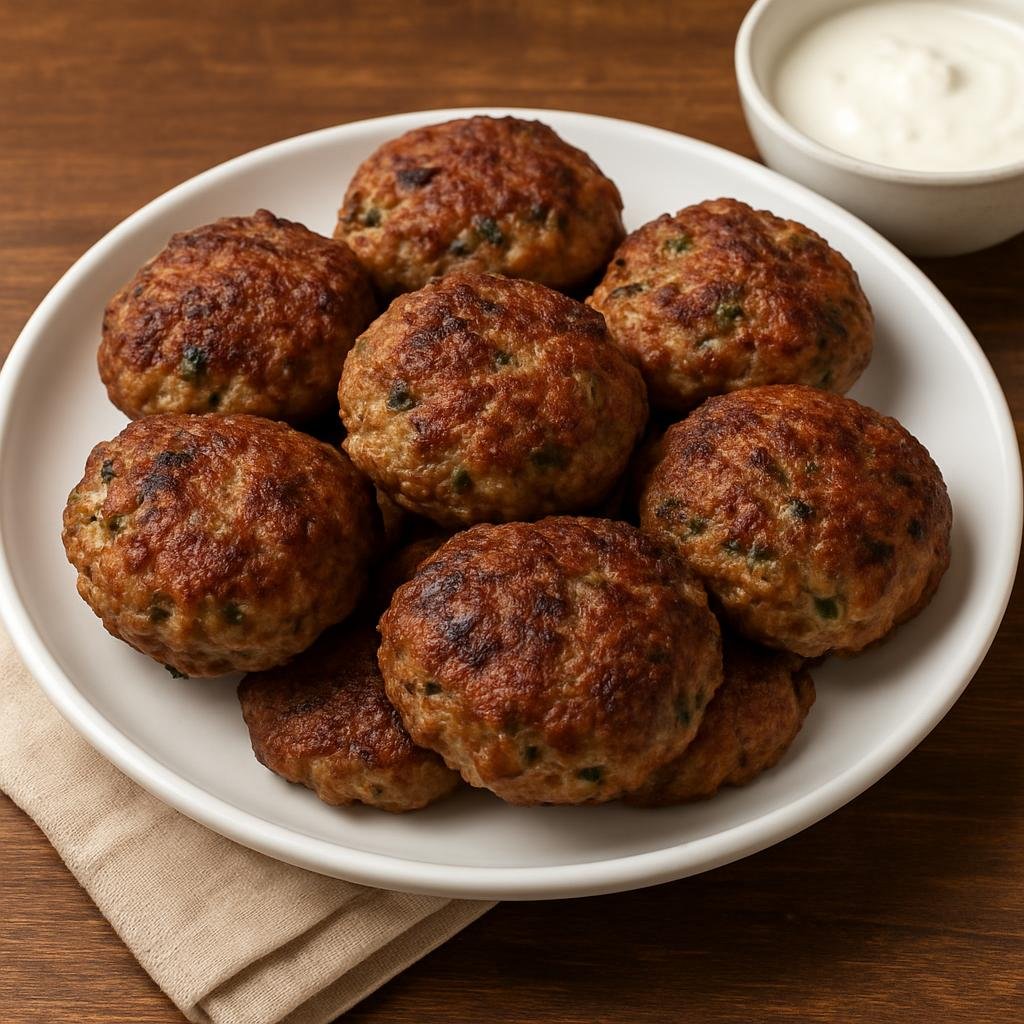 Entree: Albania – Qofte (Pan-fried seasoned meatballs or patties made from ground meat, herbs, and spices) recipe
