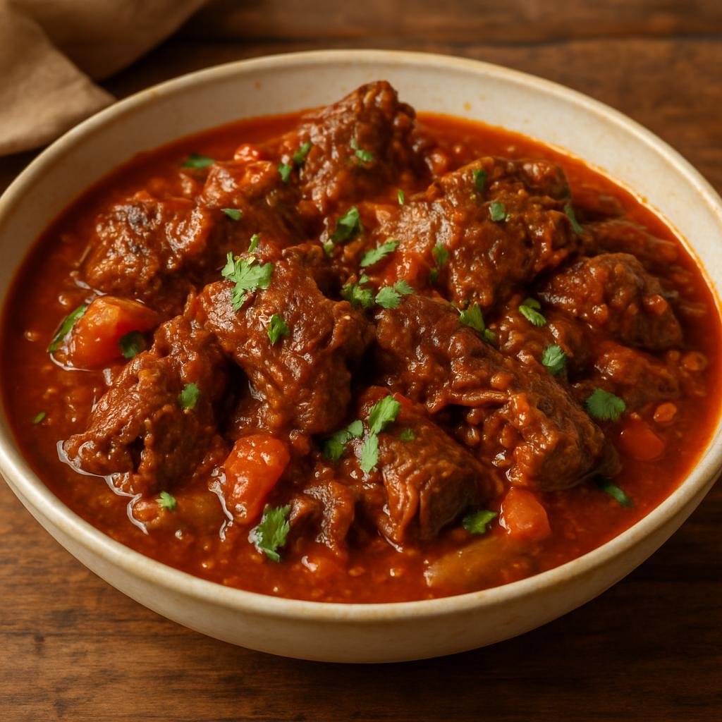 Entree: Aruba – Cabrito Stoba (Slow-braised Aruban young goat stew in a rich tomato and spice sauce) recipe