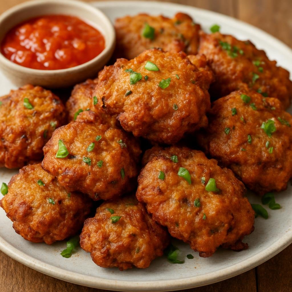 Entree: Saint Lucia – Accra (Crisp fried saltfish fritters flavored with onion, herbs, and Caribbean spices) recipe