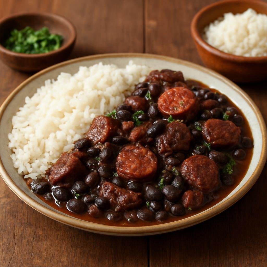 Entree: Cape Verde – Central Culinary Region – Feijoada (Hearty slow-cooked black bean and mixed-pork stew served with rice) recipe
