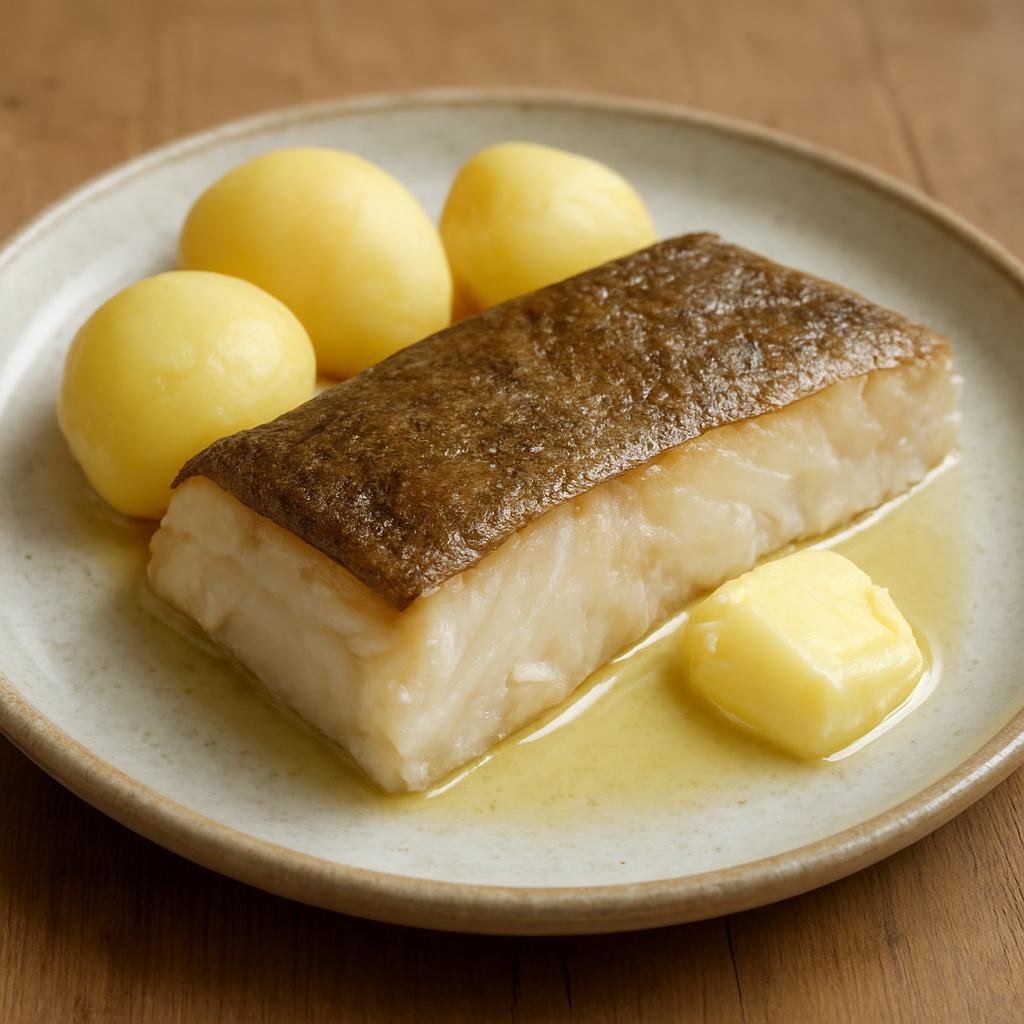 Entree: Faroe Islands – Central Culinary Region – Ræstur fiskur (Partly fermented and wind‑dried fish prepared and gently poached, served simply with potatoes and fat) recipe