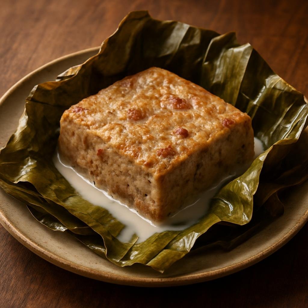 Entree: Tokelau – Keke Pua'a (Savory baked or steamed pork and taro cake wrapped in leaves and cooked in coconut milk) recipe