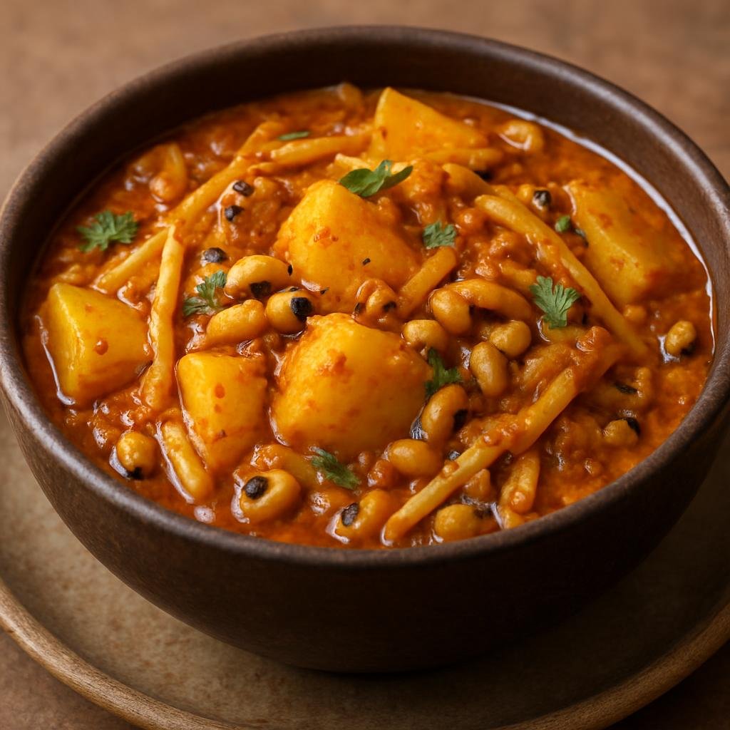 Entree: Nepal – Himalayan Nepal – आलु तामा ➤ alu tama (Nepali stew of potatoes and fermented bamboo shoots cooked with spices and black-eyed peas) recipe