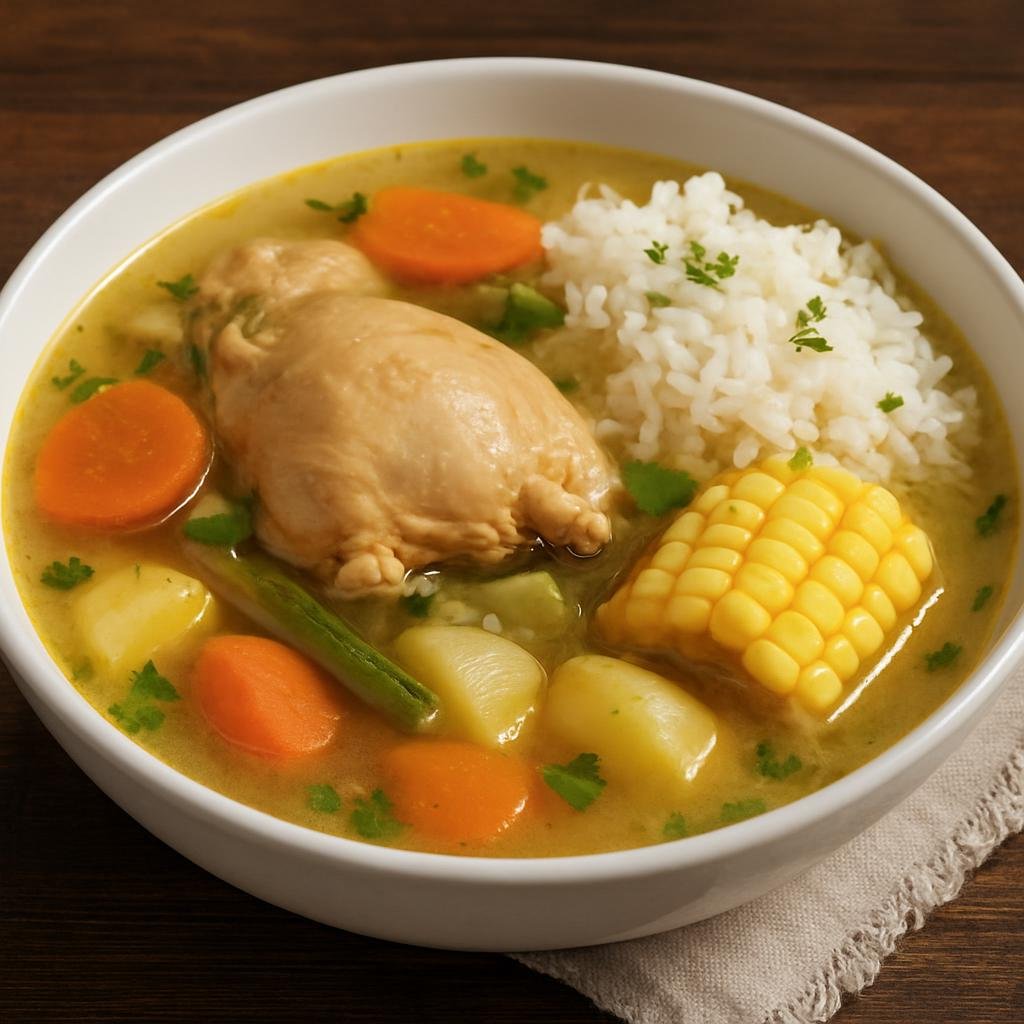 Entree: El Salvador – Central Culinary Region – Sopa de Gallina India (Traditional Salvadoran hen soup of free-range chicken simmered with vegetables and served with rice) recipe