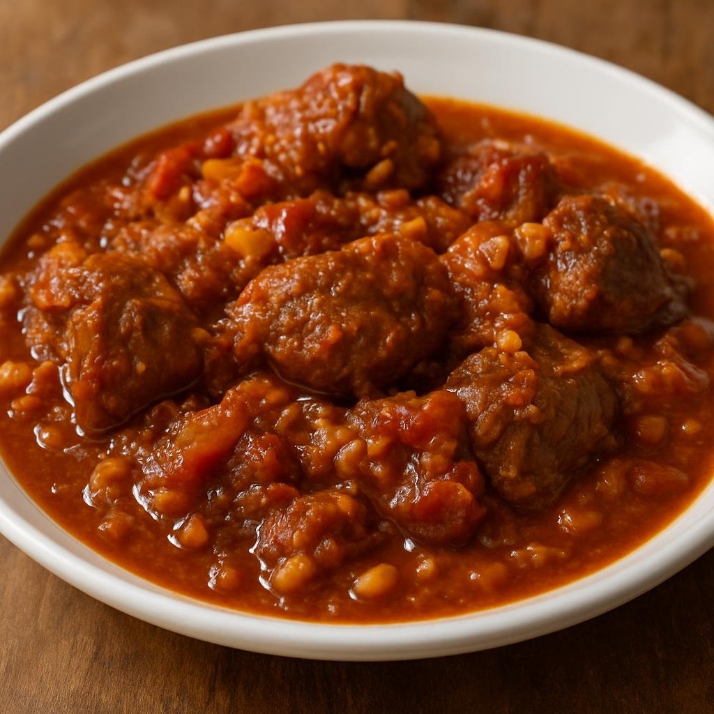 Entree: Eswatini – Central Culinary Region – Sidlwadlwa (A traditional Swazi braised meat stew cooked with tomatoes, onions, and peanut for a thick savory sauce) recipe